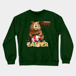 Happy easter capybara football Crewneck Sweatshirt